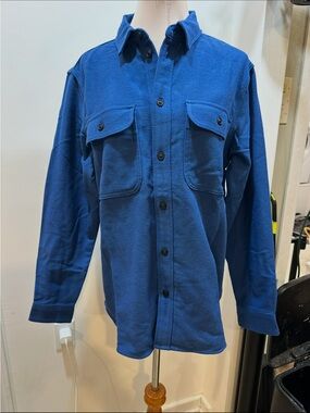 Everlane Royal Blue Button-Front Shirt Jacket
